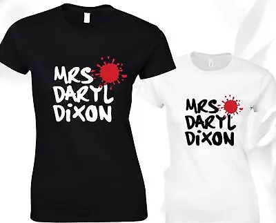 Buy Mrs Daryl Dixon Ladies T Shirt Walking Dead Rick Grimes Unisex Womens Top Black • 7.99£