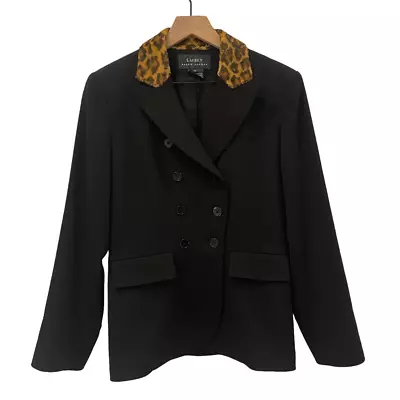 Buy Lauren Ralph Lauren Office Siren Double Breasted Wool Blazer Leopard Collar Size • 92.61£