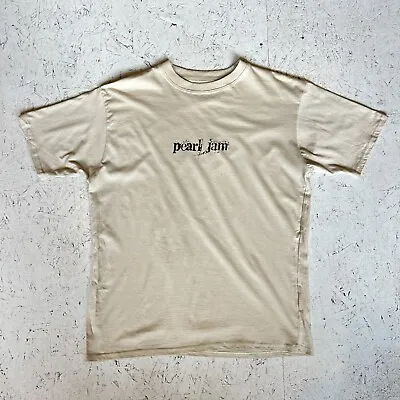Buy Vintage Pearl Jam T Shirt Beige 90s Set List Grunge XL Rare Promo Short Sleeve • 99.99£