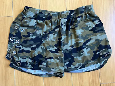 Buy Women’s Soft Shorts Size Medium Pj Bottoms Army Pattern Grunge Lace Sides • 3.55£