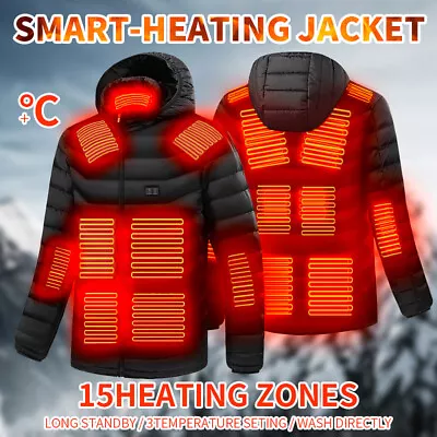 Buy Unisex USB Electric Heated Jacket Warm Coat Heating Hoodie Padded Coats Washable • 28.49£