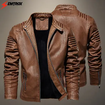 Buy New Mens Winter Autumn Real Leather Jackets Slim Fit MotorBiker Motorcycle Coat • 239.99£