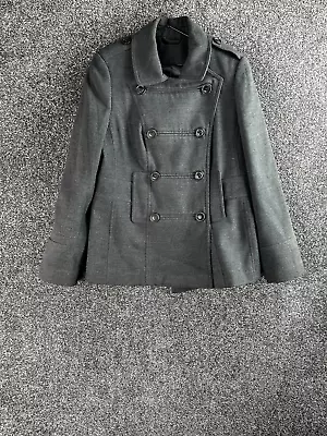 Buy F&F Women Pea Coat Size 14 Polyester Grey Short Regular Fit Button Long Sleeve • 19.99£