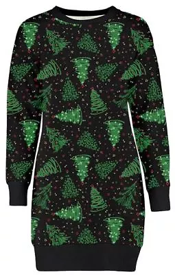 Buy New Ladies Plus Size Xmas Tree Novelty Christmas Sweatshirt Jumpers Dress 8-22 • 19.99£