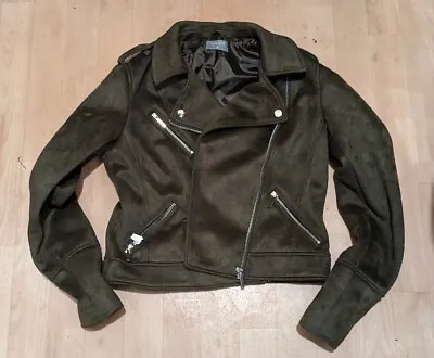 Buy Warehouse Olive Green Soft Biker Jacket Medium • 4.95£