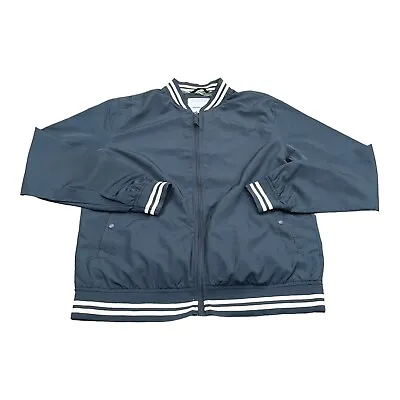 Buy Jack & Jones Mens Blue Thin Bomber Jacket Full Zip Size Medium Slim Fitting • 10.49£