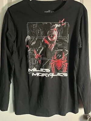 Buy Marvel Spider-Man Miles Morales Boys XL Black Long Sleeve Pullover Tee T-Shirt • 10.95£
