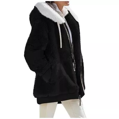 Buy 8-22 Size Women Warm Teddy Bear Fluffy Coat Ladies Hooded Fleece Jacket Outwear • 18.99£