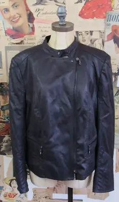 Buy Gerry Webber Brown Soft Faux Snake Skin Detail Biker Jacket Size 18 • 7£