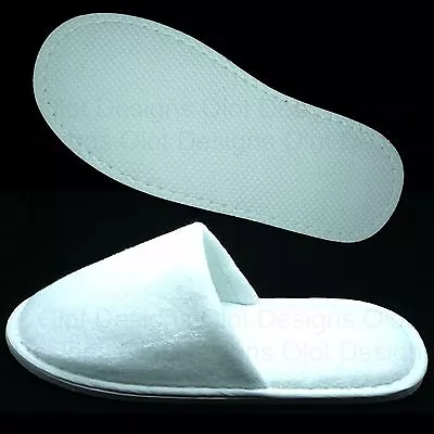 Buy Spa Slippers White Terry Towelling Mens Women Hotel Wedding Dance Closed Toe Bag • 3.99£