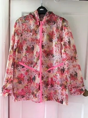 Buy GOLDDIGGA Size 8 Multicoloured Floral Semi Sheer Rain Jacket With Zip Pockets • 12.98£