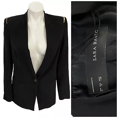 Buy Zara Basic Blazer Womens Medium Metal Rock Chic Work Office Date Casual Jacket • 37.69£