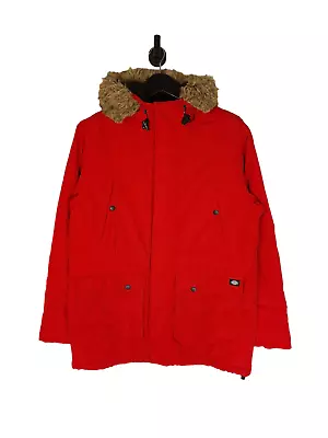 Buy Dickies Parka Coat Size Medium In Red Men's Hooded Jacket Winter • 34.99£
