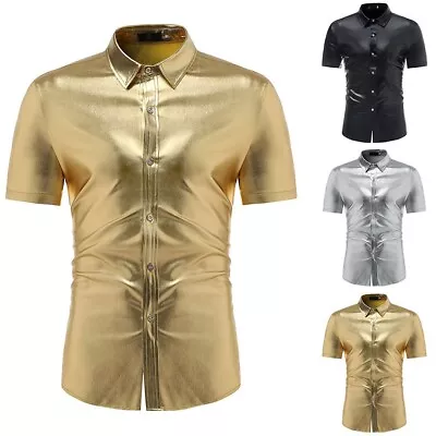 Buy Edgy Men's Slim Fit Shiny Nightclub Party Shirt Evening Singers Clothing • 17.78£