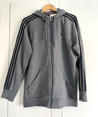 Buy  Men’s Grey Full Zip Adidas Essentials French Terry 3 Stripes Hoodie L Large  • 5£