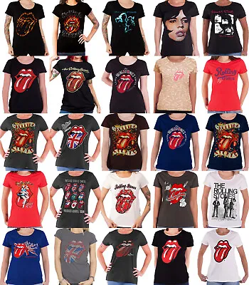 Buy Official The Rolling Stones T Shirt Womens Tongue Band Logo New Skinny Fit • 14.93£