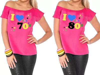 Buy Women Ladies T-Shirt I Love The 70's 80's Print Fancy Star Dance Party Top Shirt • 6.49£