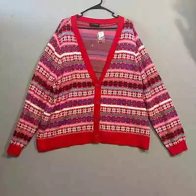 Buy Lane Bryant Cardigan Sweater Womens 26/28 Christmas Red Holiday  • 10.63£