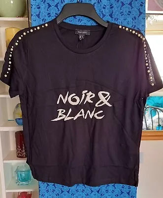 Buy New Look  Noir & Blanc  Pearl Shoulders T-shirt (multiple Sizes Available) • 10£