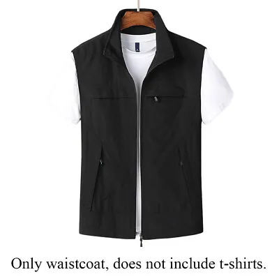 Buy Mens Multi Pocket Vest Zipper Gilet Jacket Hiking Hunting Fishing Waistcoat Tops • 21.59£