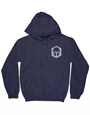 Buy Mandalorian Hoodie He Goes Pocket Logo New Official Mens Navy Blue Pullover • 14.95£