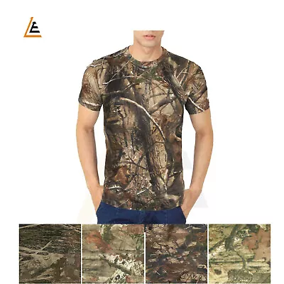 Buy Mens Jungle Print T-shirts Tree Camouflage Top Camobat Summer Hunting Plus Size • 5.99£