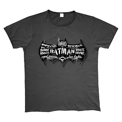 Buy Batman T Shirt Official Text Bat Logo Tee Vintage Sty1e New • 9.99£