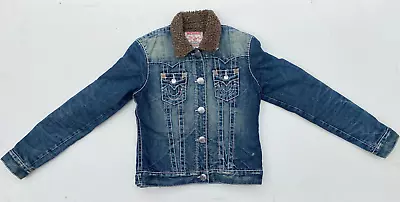 Buy .True Religion JIMMY SHERPA BIG T L/S Destroy Denim Jacket Adult XS Kids Size L • 119.46£
