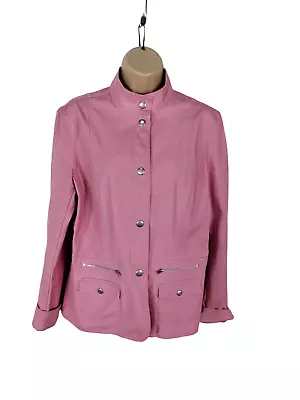 Buy Womens Red Herring Uk 14 Pink Popper Front Denim Jean Lightweight Jacket Coat • 14.99£
