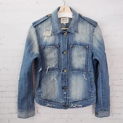 Buy Mcquire Distressed Jean Jacket Size M Button Front Designer Boutique Blue Denim • 61.42£