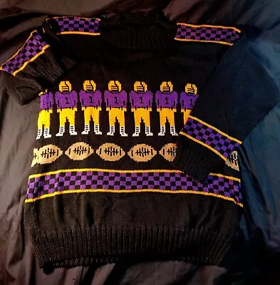 Buy Vintage Ani Barrie Minnesota Vikings Football Sweater Size Medium Purple Gold • 38.54£