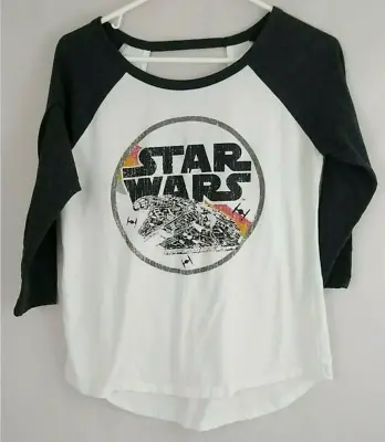 Buy Star Wars Women's 3/4 Sleeve Raglan Graphic T-Shirt Gray & White Size Small • 10.60£