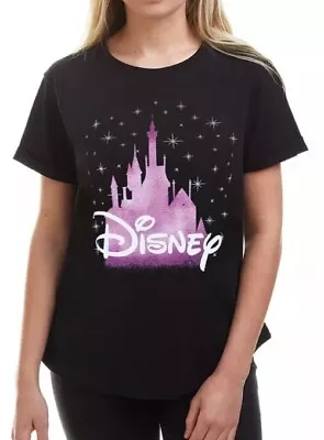 Buy Brand New Official Disney Unisex Black T-shirt Castle Size XL 48” Chest Bnwt • 11.80£