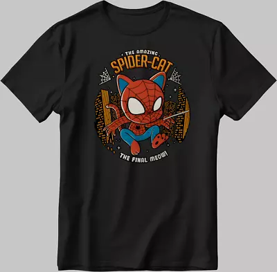 Buy The Amazing Spider-Cat Poster S. Sleeve White-Black Men / Women's T Shirt N590 • 10£