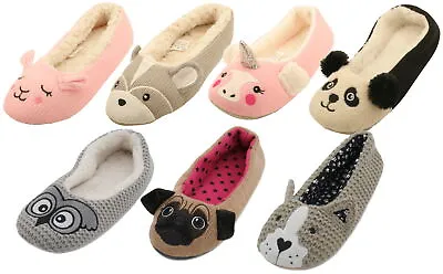 Buy Zest Ladies Knitted Animal Character Ballet Slippers • 8.99£