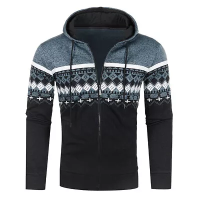 Buy Mens Hooded Warm Fleece Lined Hoodie Tops Winter Zip Up Coat-Jacket Sweatshirt • 13.29£