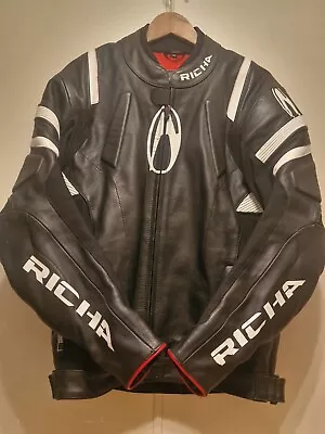 Buy RICHA Rebel Mens Leather Motorbike Motorcycle Jacket UK 46 Pit To Pit 23   • 179£