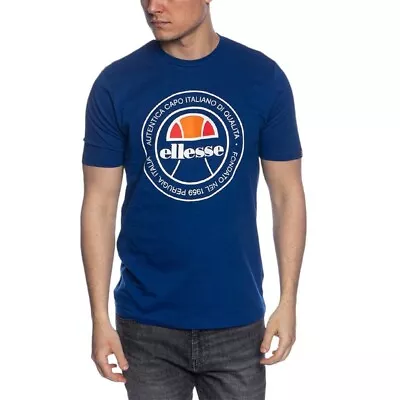 Buy ELLESSE MONALDO Mens T Shirts Crew Neck Short Sleeve Casual Cotton Tee Mid Blue • 13.99£