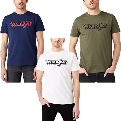 Buy Wrangler Mens Logo Short Sleeve Crew Neck Cotton T-Shirt Tee Top • 13.57£