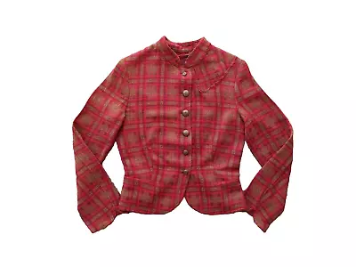 Buy Le Jean De M+F Girbaud Blazer Jacket Check Long Sleeve Vintage Tweed Red Size L • 80.04£