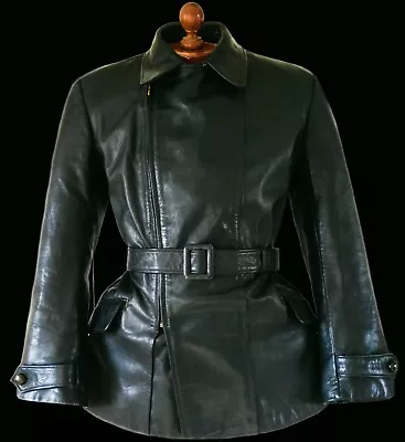 Buy 40s WW2 GERMAN LUFTWAFFE Leather Officers Police Tanker Dispatch WW1 Coat Jacket • 36£