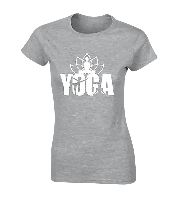 Buy Yoga Text Ladies T Shirt Cool Namaste Peace Workout Gym Fitness Training Top • 7.99£