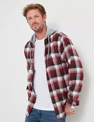Buy Mens Tops -  Flannel Long Sleeve Shirt With Hood - RIVERS • 16.01£