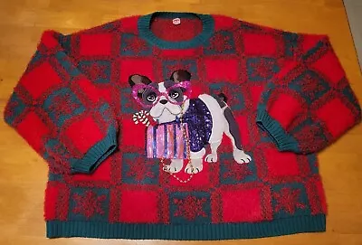 Buy Women's Ugly Tacky Christmas Sweater Frenchie Dog Size 3X 24W/26W • 23.44£