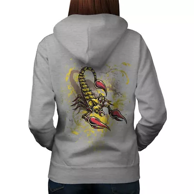 Buy Wellcoda Scorpion Art Wild Womens Hoodie, Insect Design On The Jumpers Back • 28.99£