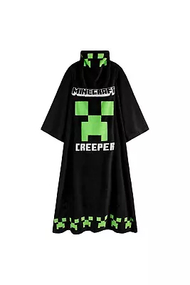 Buy Minecraft Kids Boys Tv Poncho Blanket Long Sleeved Hooded Hoodie Loungewear • 19.49£