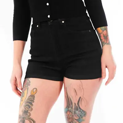 Buy Sourpuss Essential Black Denim Shorts Alternative Womens Clothing • 34.12£