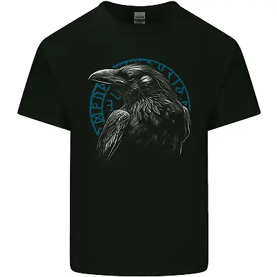 Buy A Raven In Viking Symbols Text Valhalla Mens Cotton T-Shirt Tee Top • 10.98£
