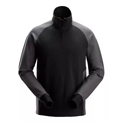 Buy Snickers Mens Workwear Two Coloured 1/2 Zip Sweatshirt 2841 Black Grey S - XXXL • 58.95£