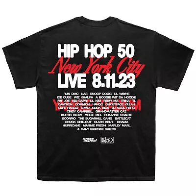 Buy Hip Hop 50yrs LIVE Yankee Stadium Black Tee Official Merch 2023 Med Unisex New • 54.55£